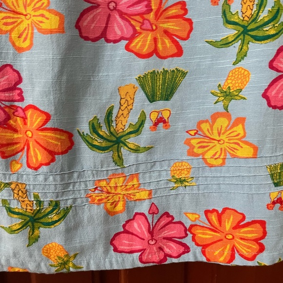 Rare MOE Vintage 60s/70s Blue Hawaiian Print Mod Mini Dress - Picture 5 of 9